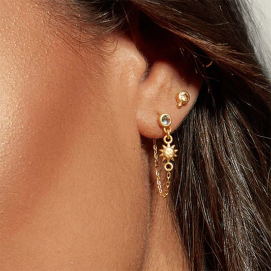 UNIVERSO EARRING/Pendientes Sol y Luna Asimétricos